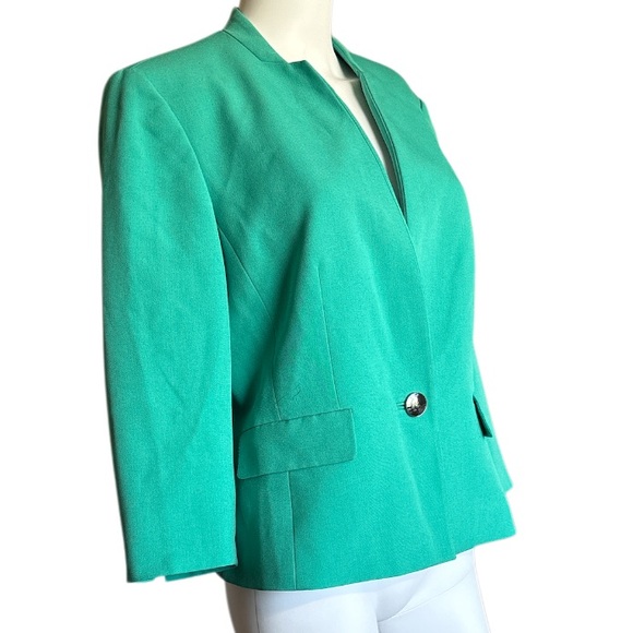 KASPER Green Single Button Blazer Jacket Made In Vietnam Women's Size 10 - Picture 2 of 15
